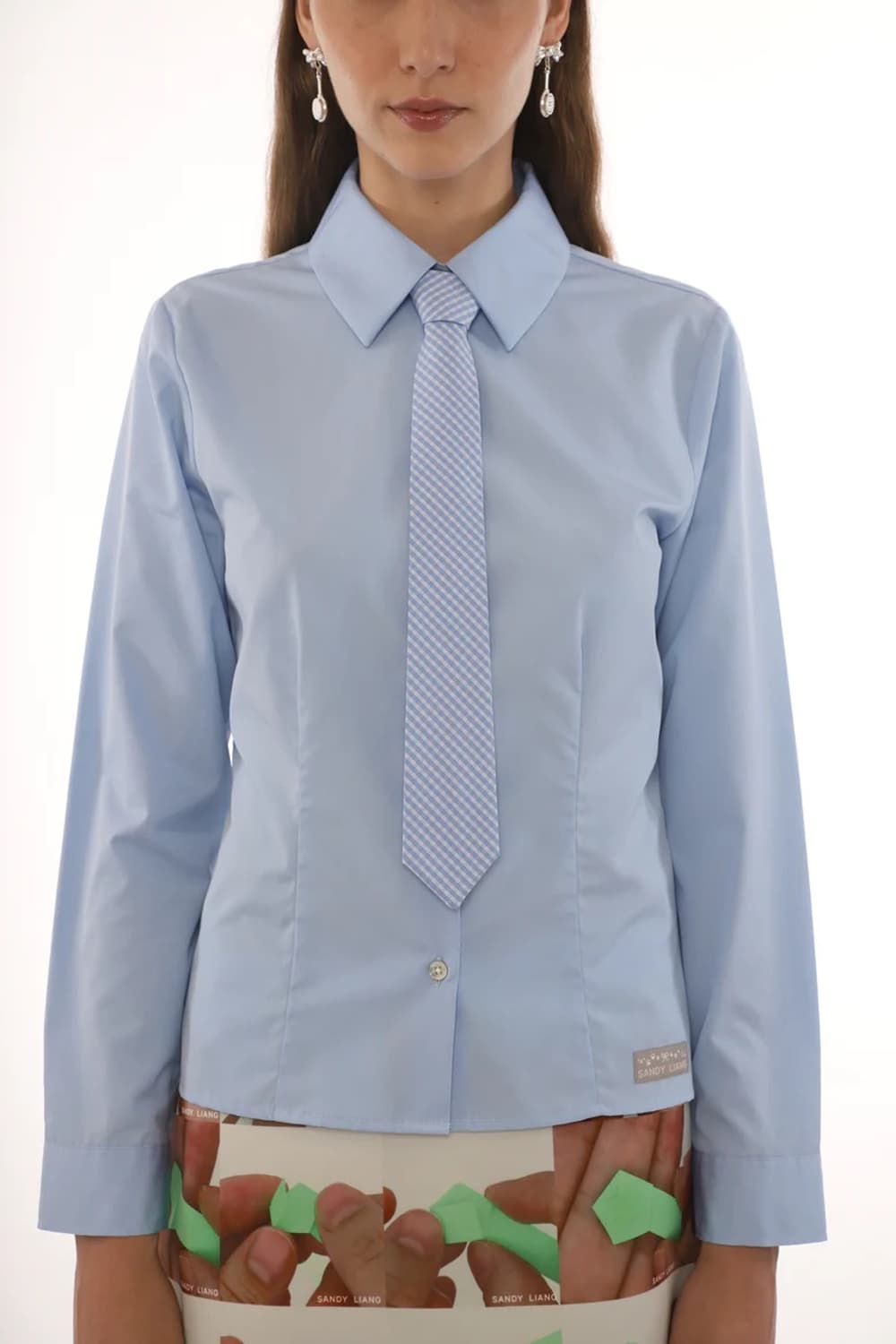 [XS,S]샌디리앙 25fw LEVI 타이 셔츠/블루 상품이미지5