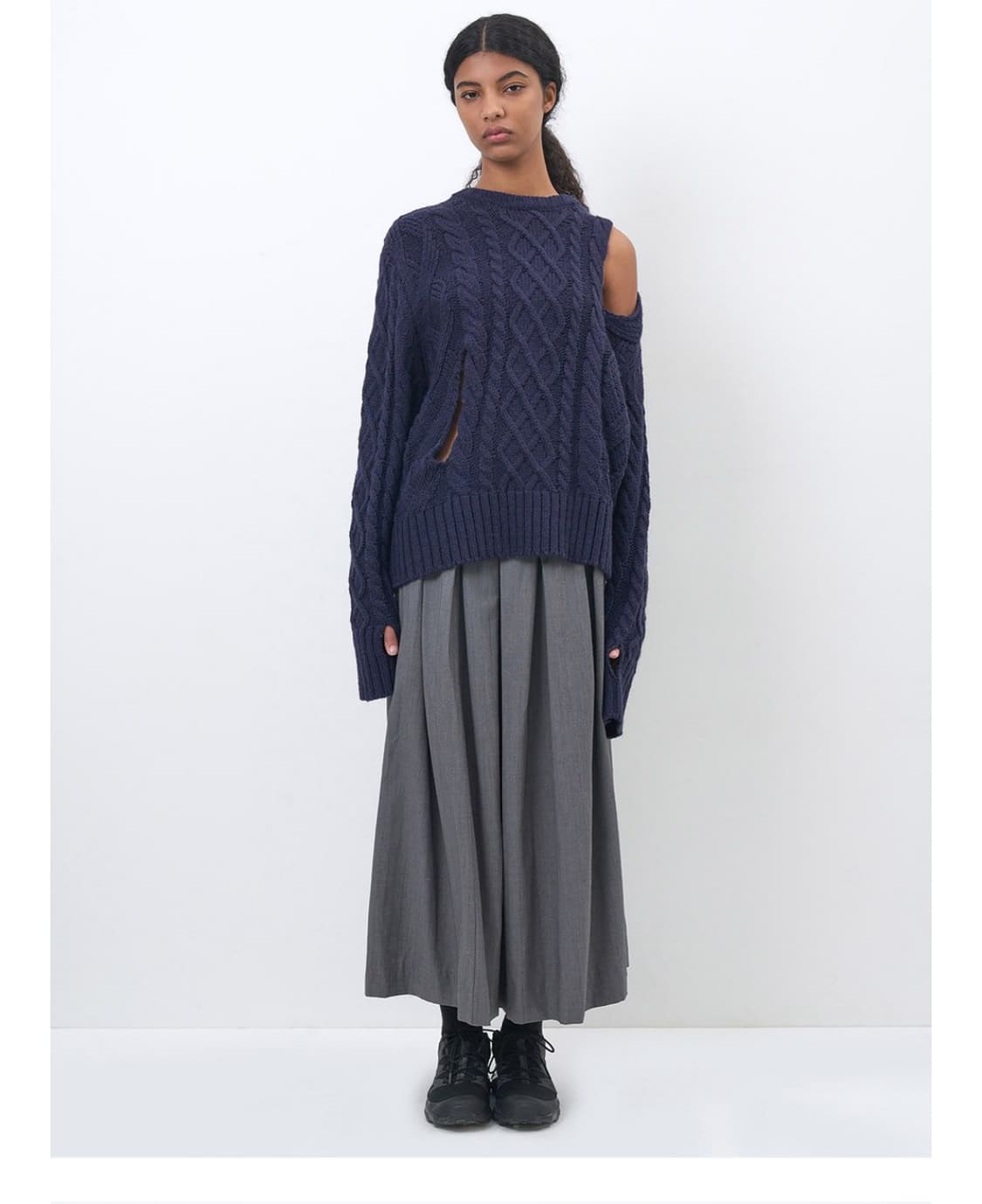 파르티멘토우먼 CUT OFF GATHERING 플리츠 스커트  상품이미지4