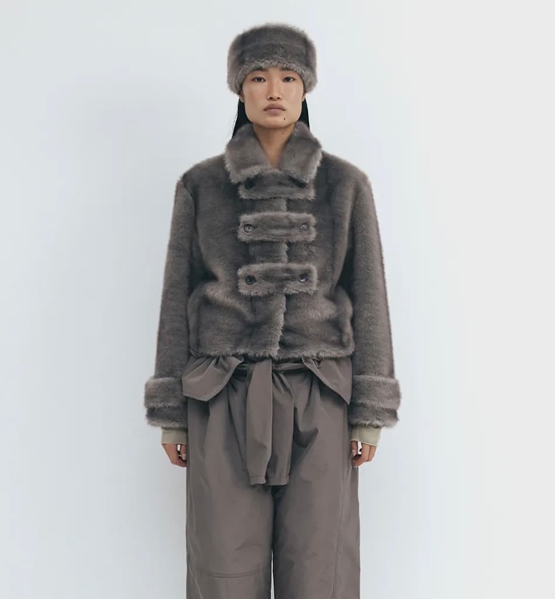 오픈와이와이 토글 퍼자켓 그레이 상품이미지2