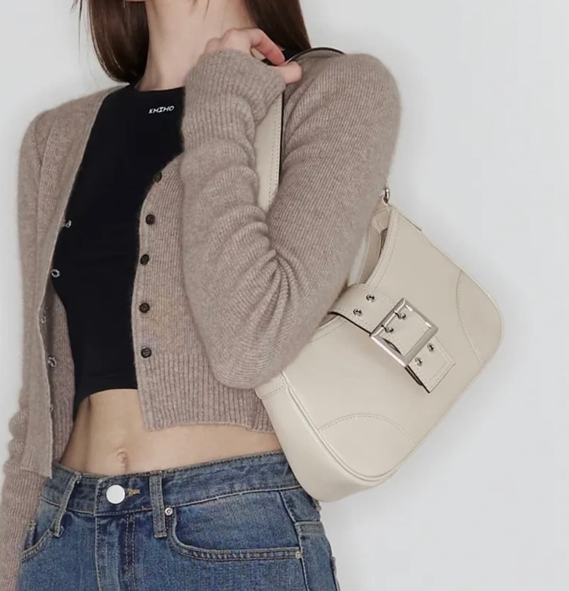 Khiho buckle shoulder bag 기호 버클 숄더백ivory 상품이미지5