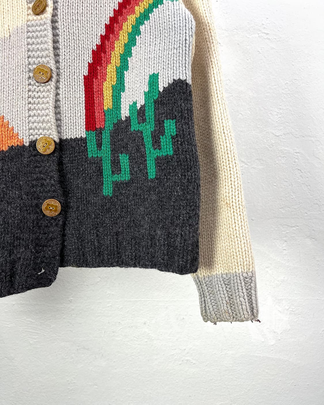 70s 아메리카 빈티지 노르딕 울 레인 스카이딩 니트 가디건 상품이미지5