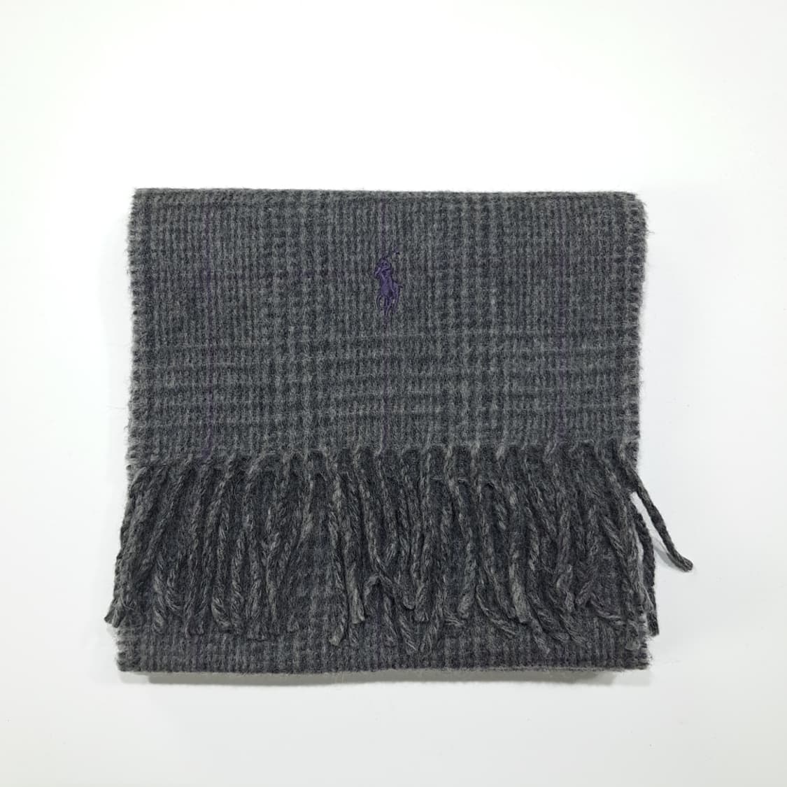 MX407 폴로 랄프 로렌 그레이 글렌 체크 & 퍼플 라인 양면 울 혼 상품이미지7