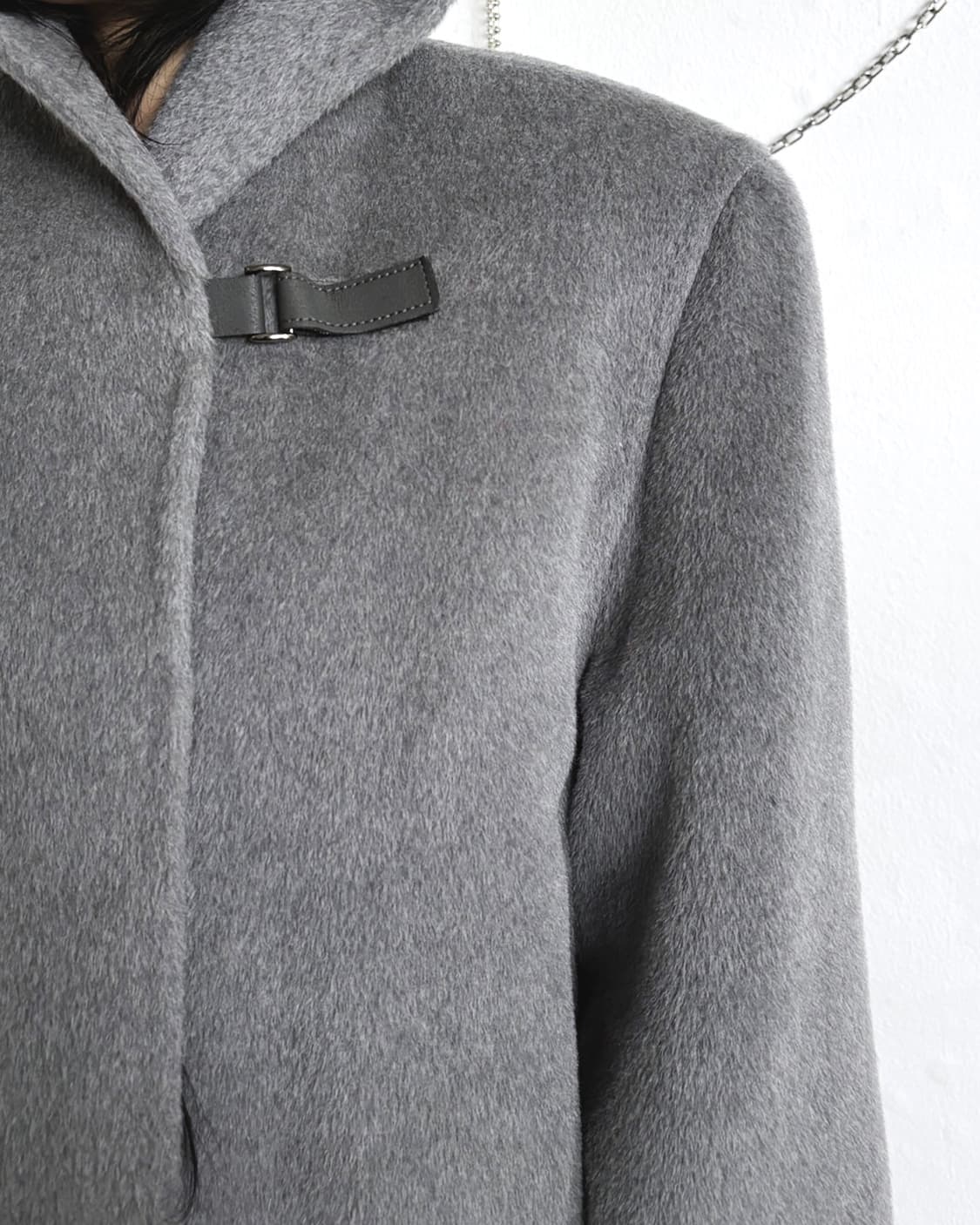 cinzia rocca 후드 넥 스트랩 캐시미어 롱코트 상품이미지3