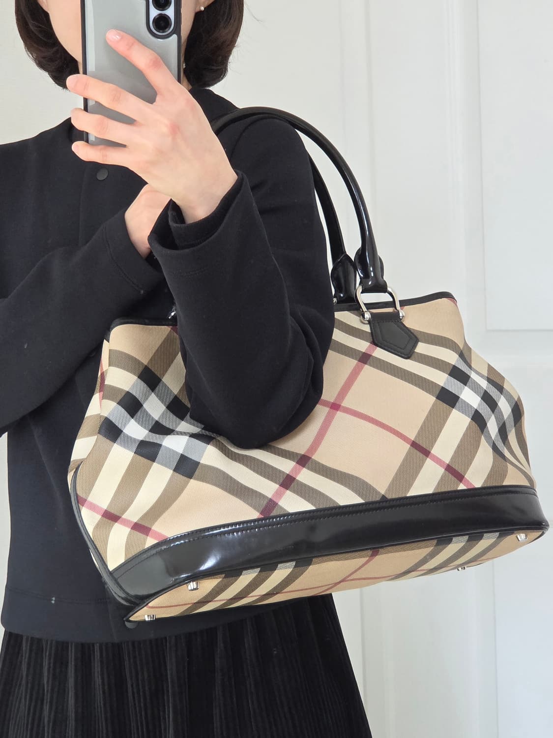 버버리 노바 체크 PVC/레더 토트백 상품이미지10