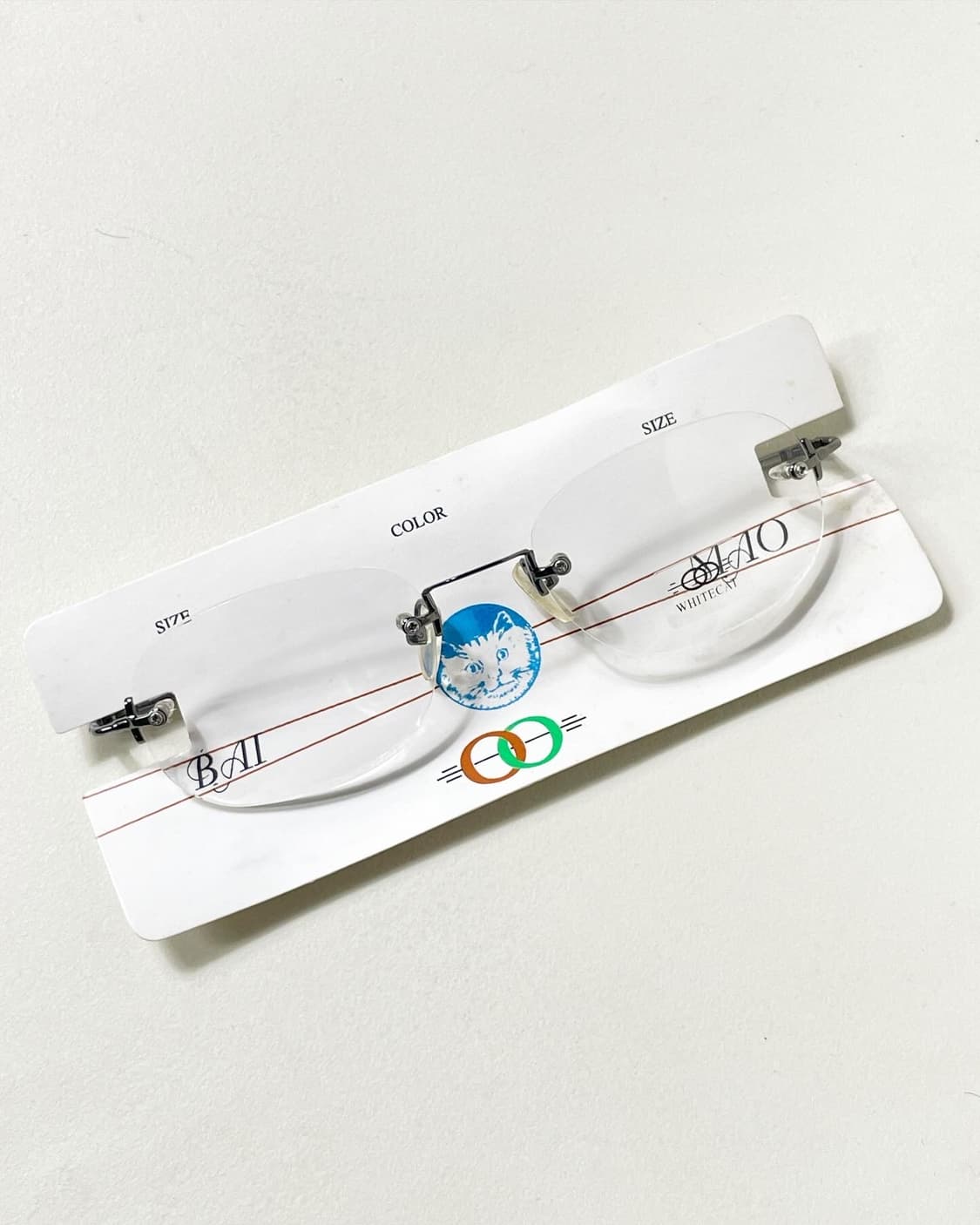 90s 미국제 White Cat 무테 라운드 안경 상품이미지1