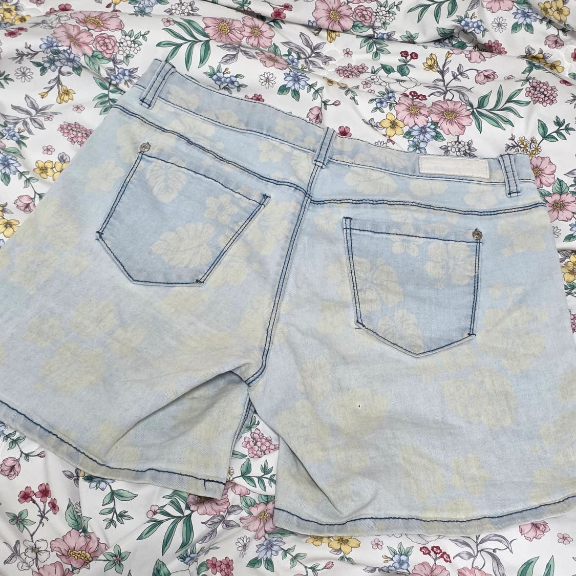 2000원 Cindy 신디 빈티지)히비스커스 모리걸 플로럴 고전데님반바지 상품이미지4