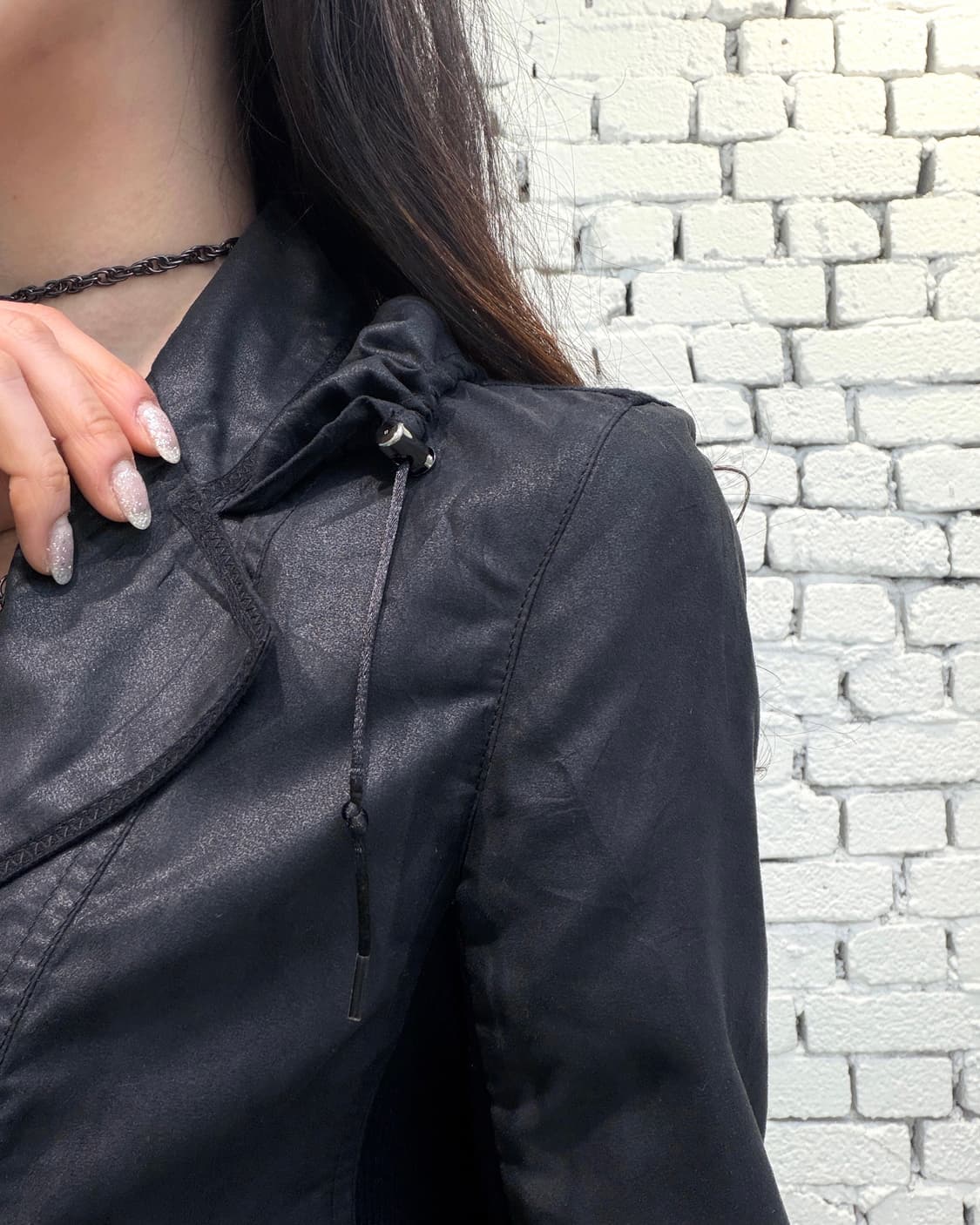 Shirred Neck Suede Zip Jacket 상품이미지5