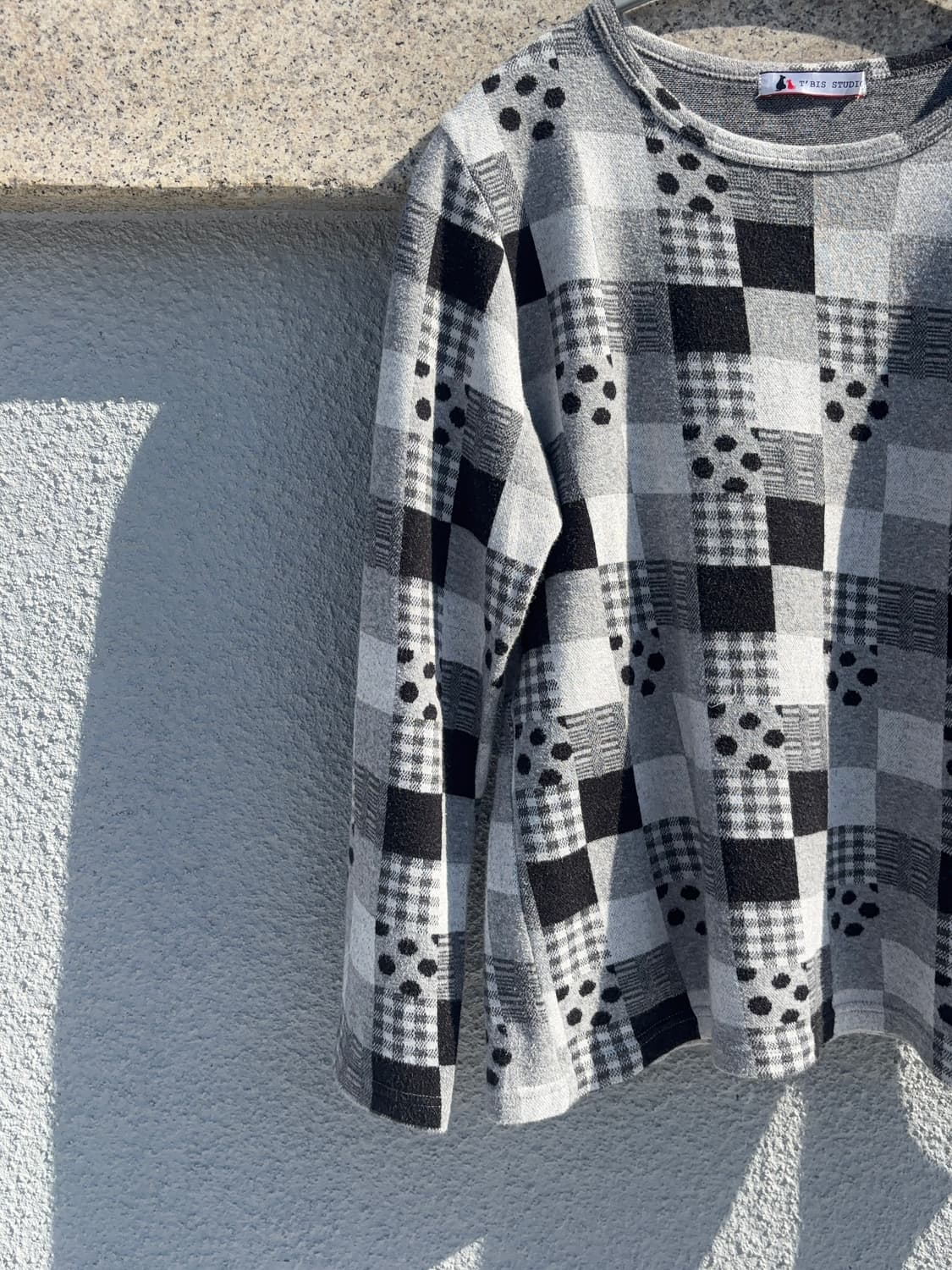 재패니즈 스퀘어 패턴 믹스 긴팔 티 상품이미지2