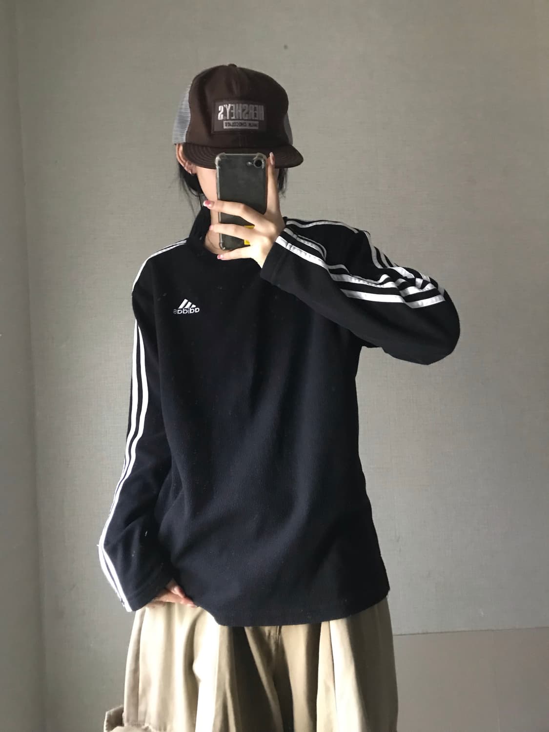 아디다스 블랙 후리스 롱슬리브 상품이미지2