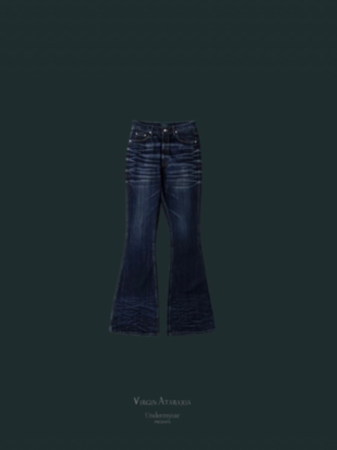 WRINKLED 와이드 플레어진 인디고 블루 (0) 상품이미지3