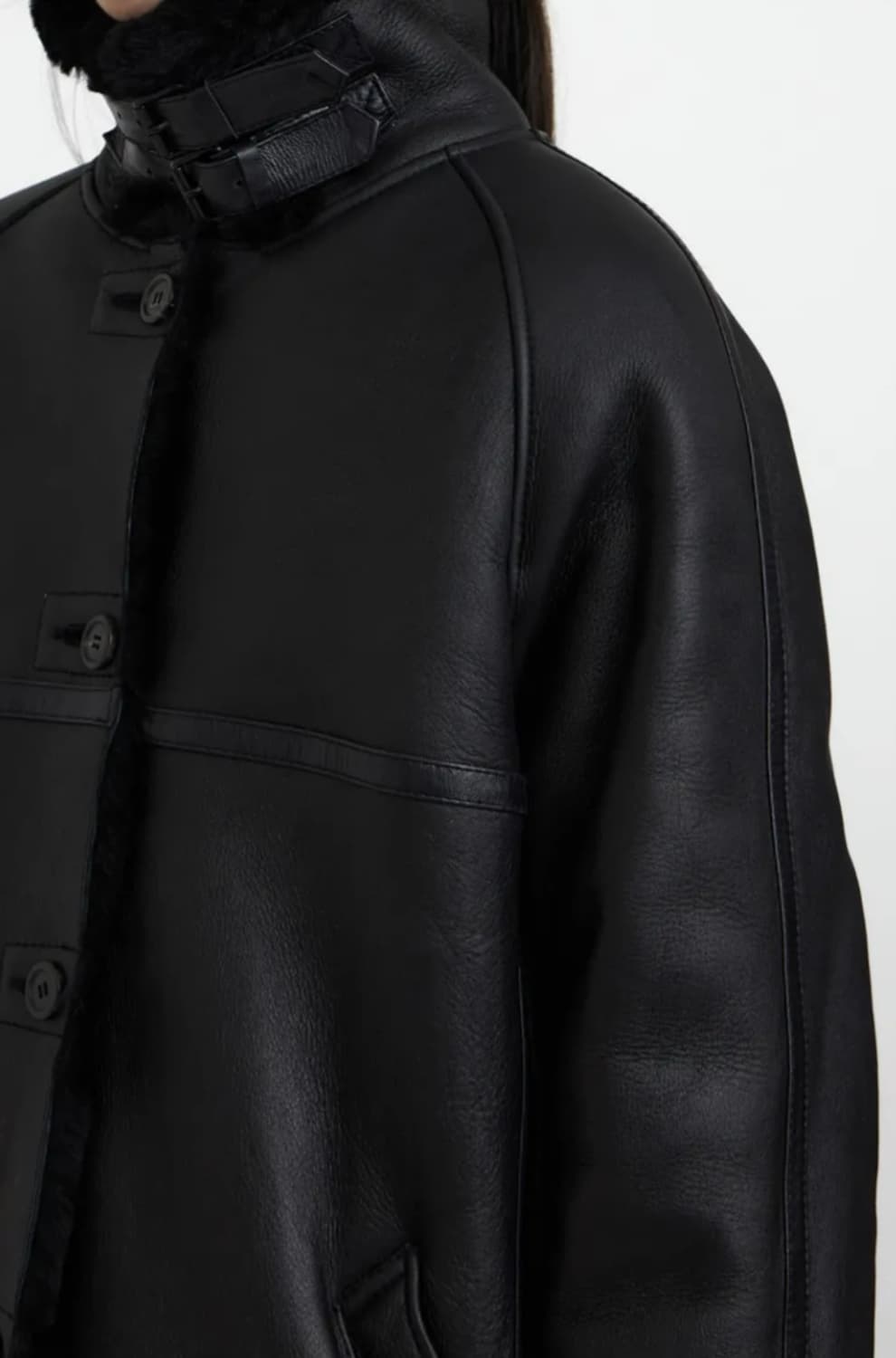 (미시착새상품) 유스 youth 이태리 레더 무스탕 롱코트 S 상품이미지2