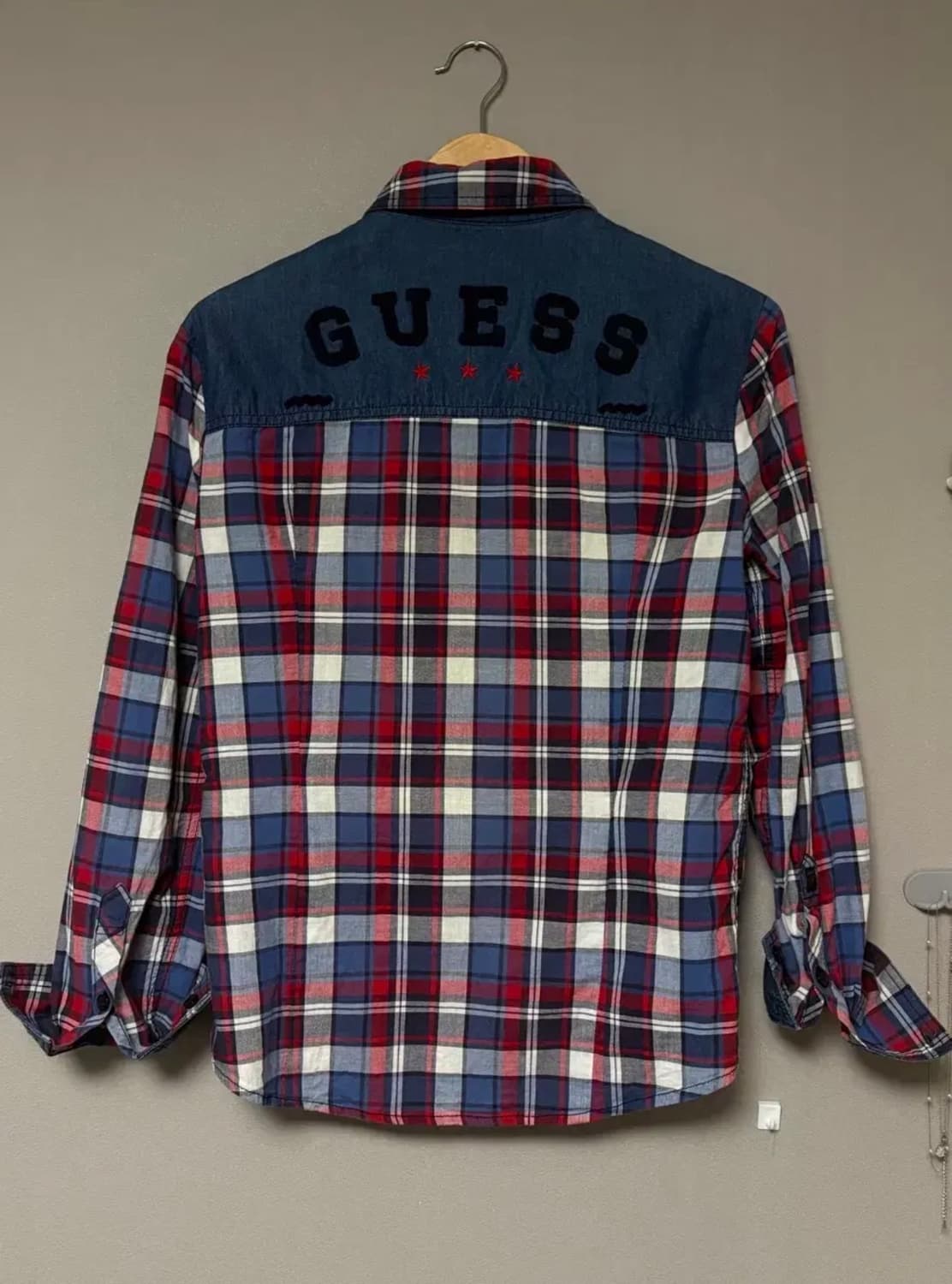 빈티지 게스 체크 데님 포인트 셔츠 상품이미지2