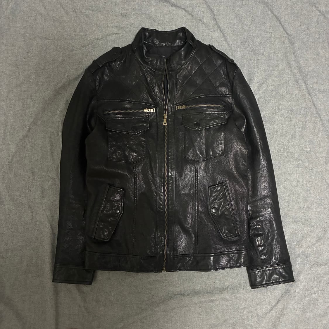 이태리 가죽 퀄팅 라이더 자켓 상품이미지4