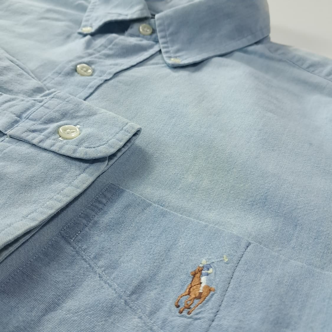CK192 L 폴로 90s 빅셔츠 멀티포니 샴브레이 셔츠 남방 상품이미지4