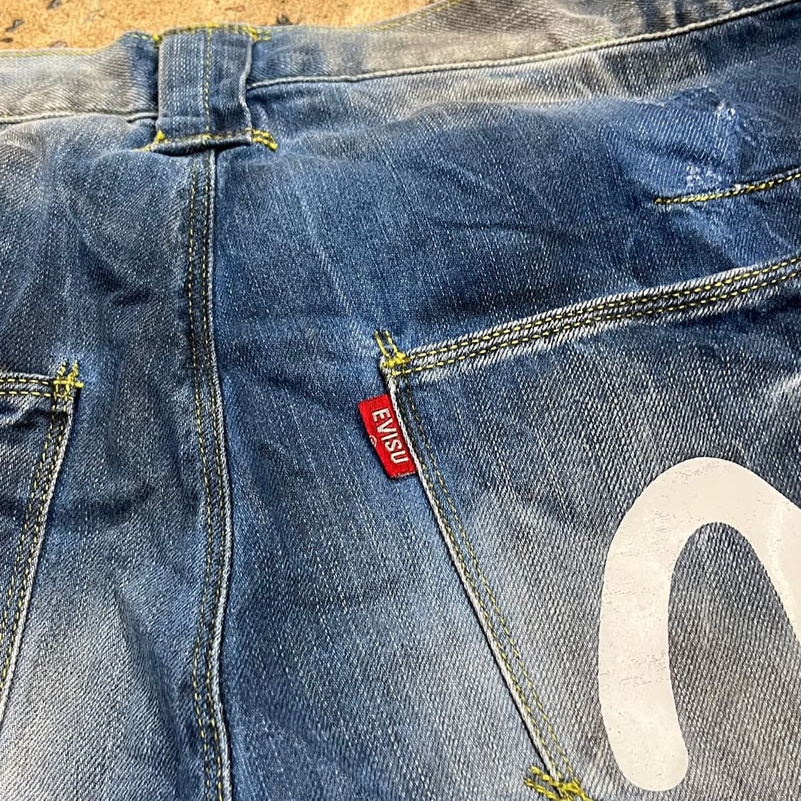 [정품/34] Evisu 에비수 빅로고 데님 버뮤다 팬츠 b16 상품이미지8