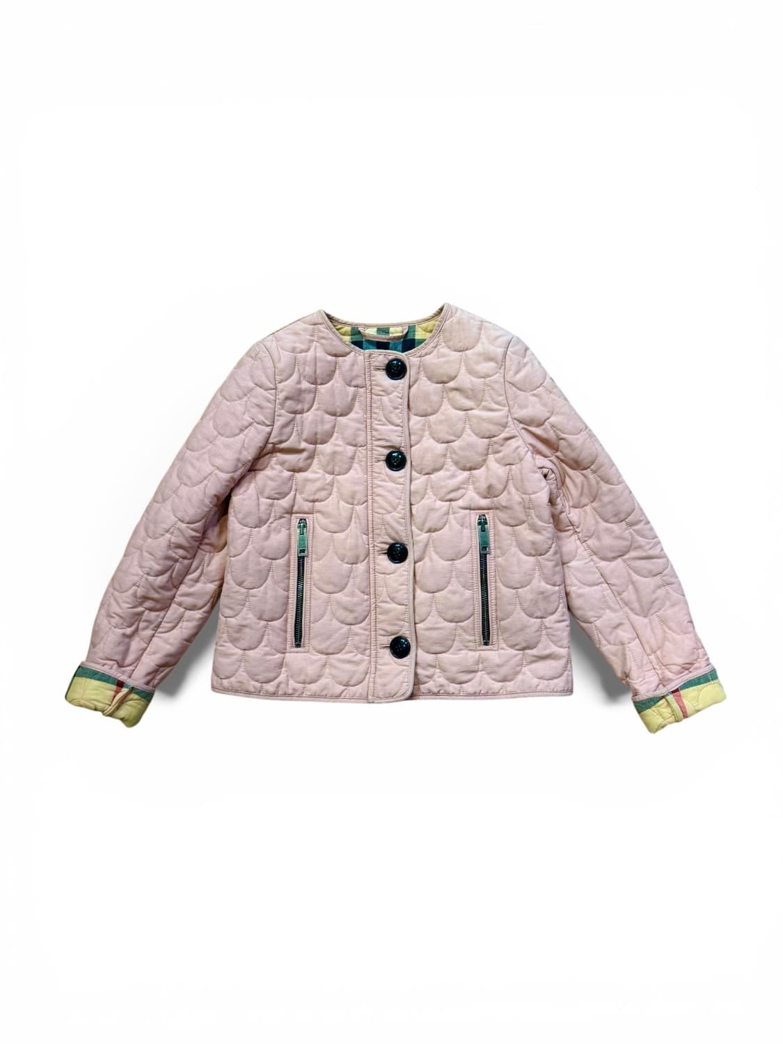 버버리 키즈 퀼팅 파스텔 핑크 자켓  상품이미지1