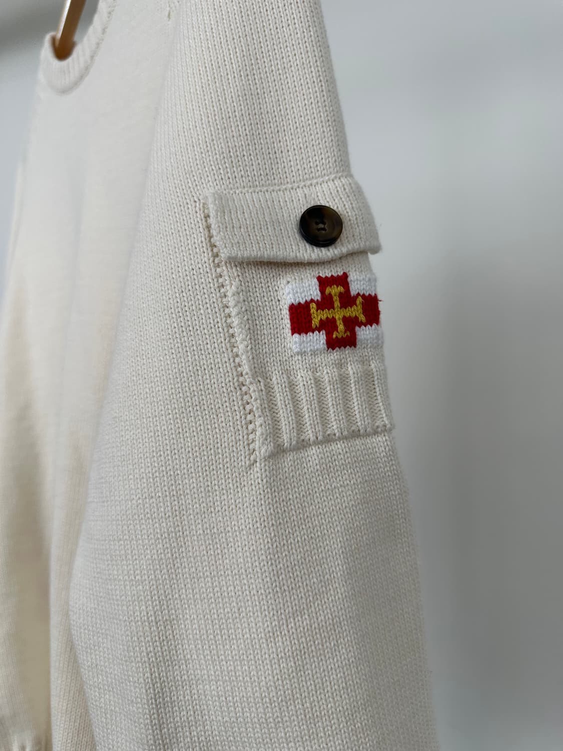 건지울른스 코튼 나그랑 포켓 스웨터 - 바닐라 크림  XL사이즈 상품이미지2