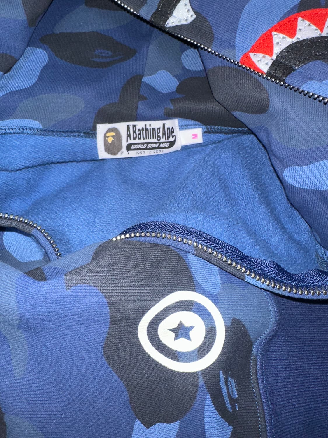 베이프 컬러 카모 크리스탈 스톤 샤크 크롭 풀 집 후드 집업 청계 M 상품이미지7