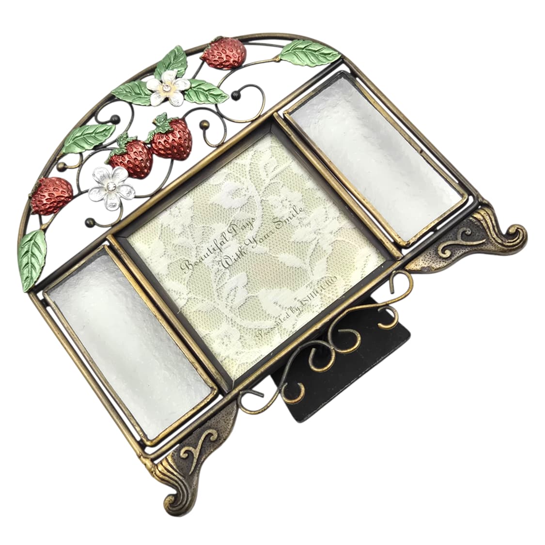 90s 엔틱 딸기 넝쿨 글라스 탁상 액자 상품이미지4