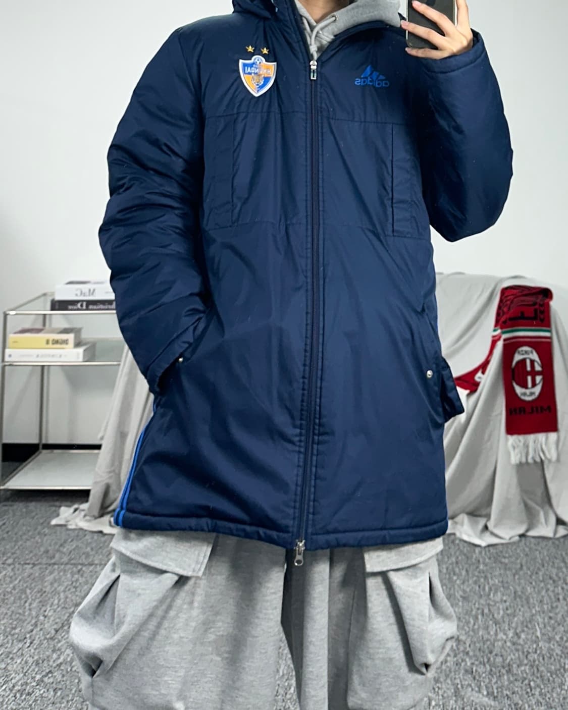 아디다스 k리그 울산 현대 콘디보16 롱패딩 105 상품이미지3