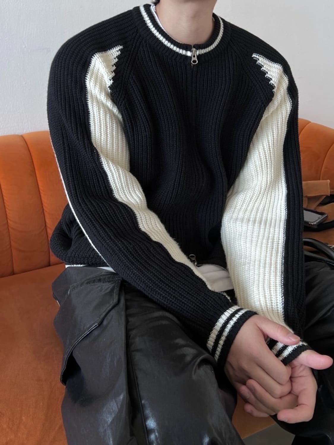 디서먼트 바시티 니트 집업 상품이미지2