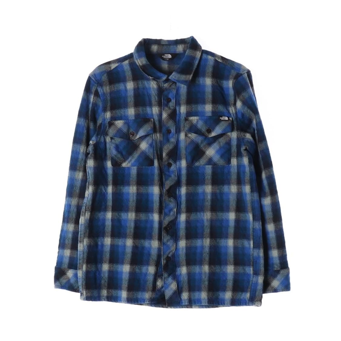 노스페이스 블루 타탄 체크 플란넬 셔츠 L 상품이미지1
