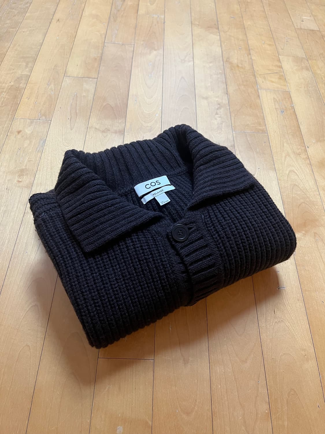 COS 리브드 울 니트 가디건 다크 브라운 L 상품이미지1