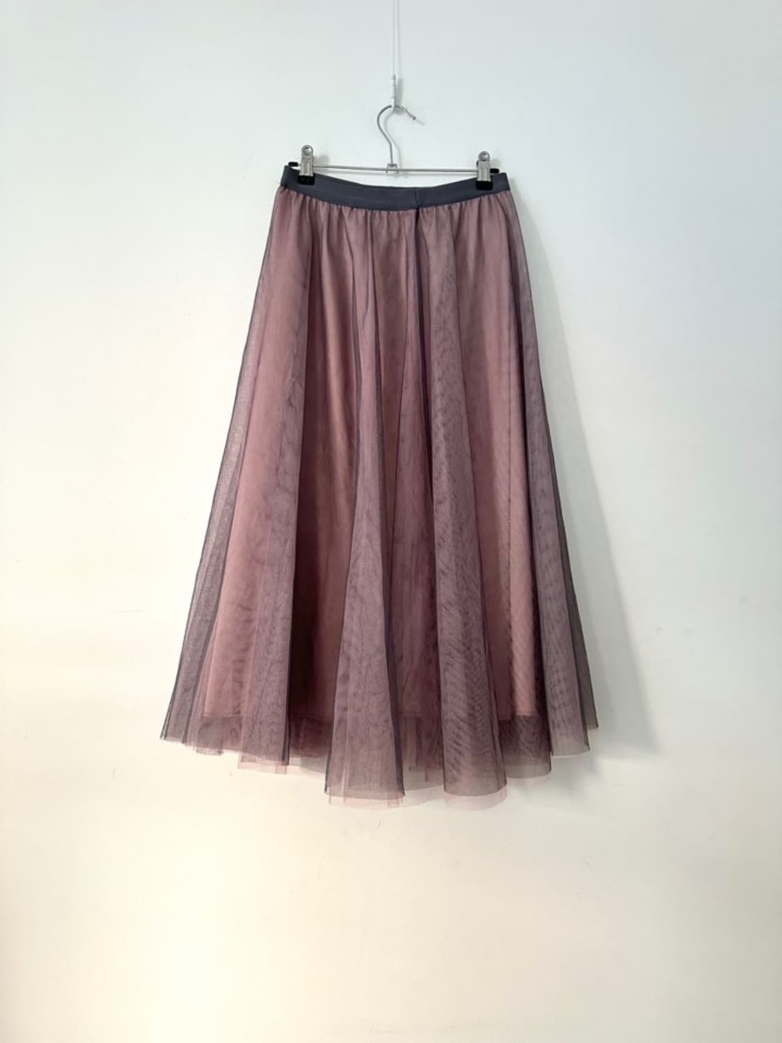 Mesh 2 layered rose skirt / grey & pink 상품이미지3