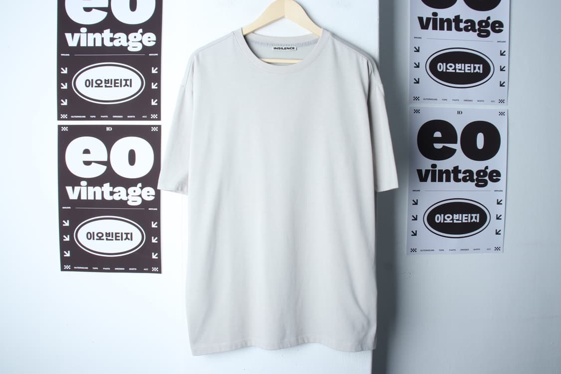 (L-2XL) 인사일런스 반팔 티셔츠 오버핏 베이지 무지-H32821 상품이미지2