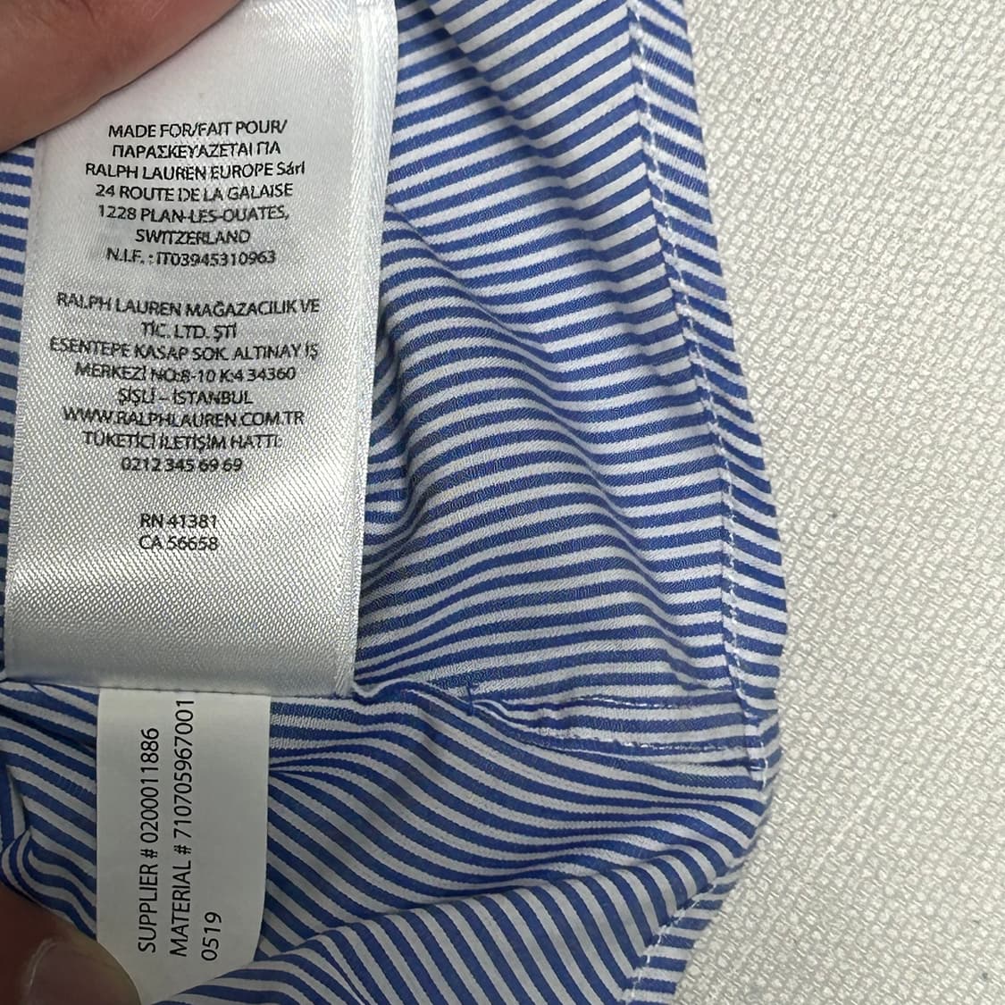 XS 폴로랄프로렌 클래식핏 블루 스트라이프 셔츠 상품이미지5
