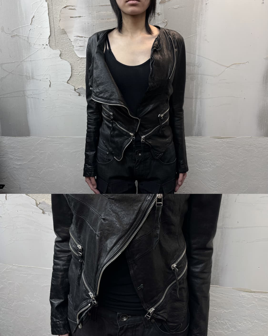 zipper detail sheepskin jacket 상품이미지1