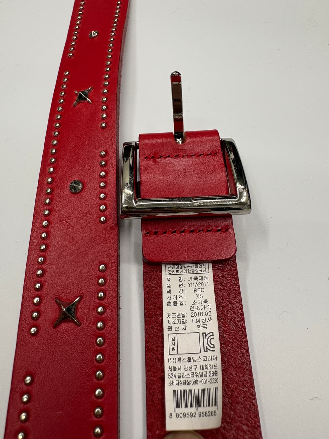 GUESS 게스 빈티지 레드 스터드 레더 벨트 상품이미지5