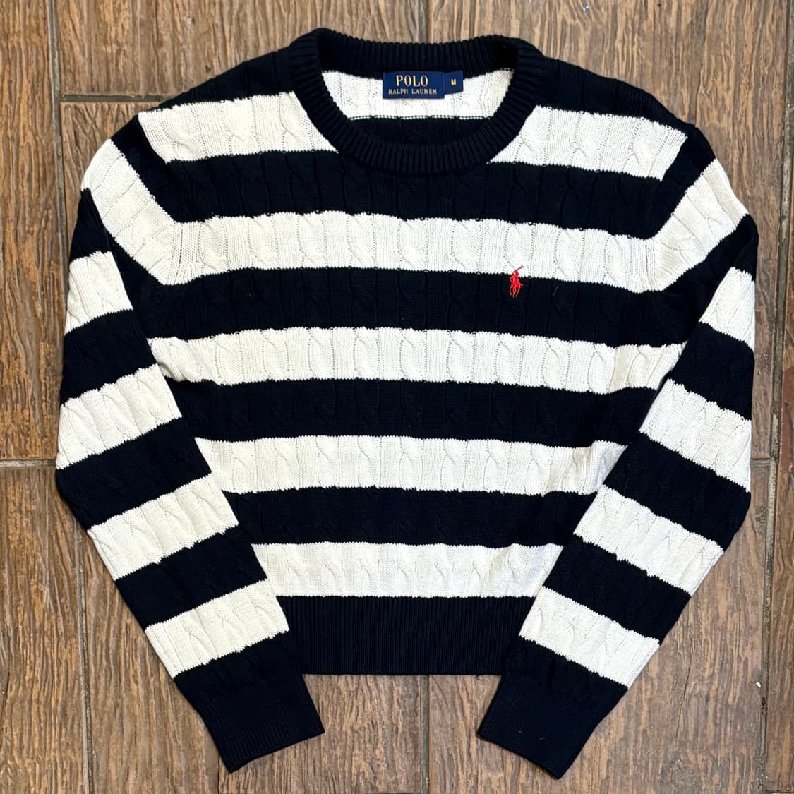 [HI] Polo 폴로 스트라이프 케이블 니트 상품이미지1