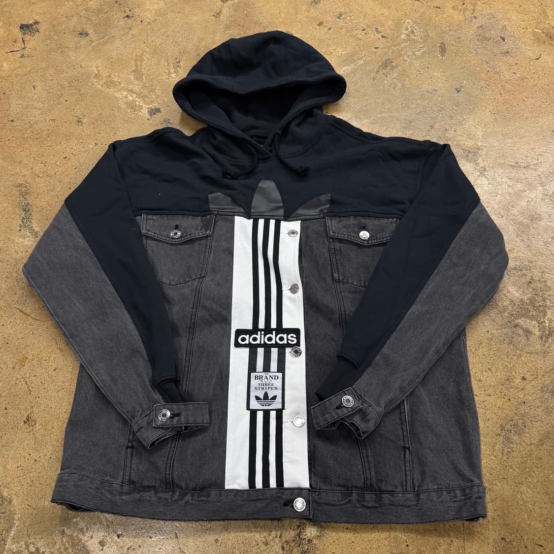 아디다스 아디브레이크 데님 하프 블랙 후드티 상품이미지2