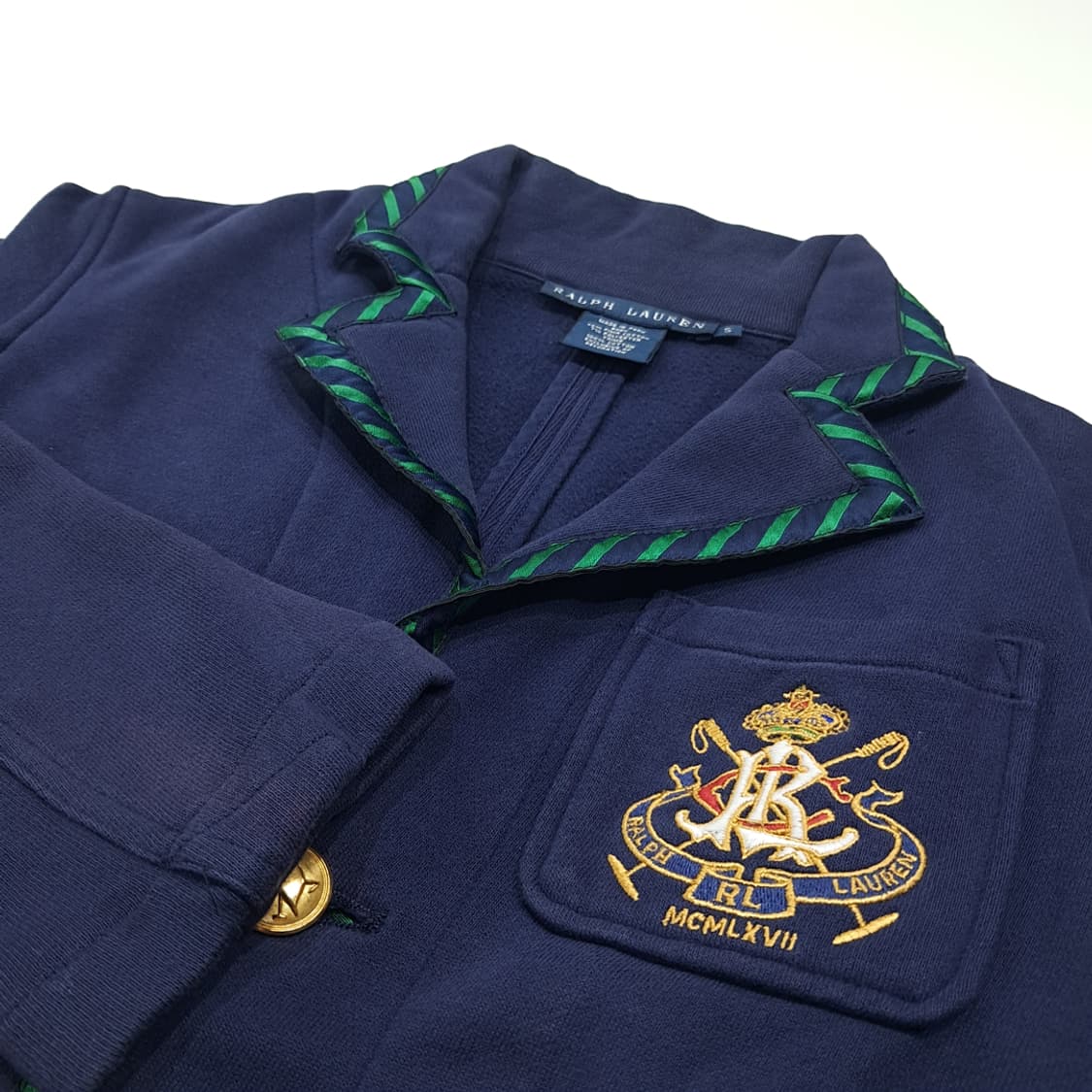 CL436 S 폴로 00s 피마코튼 크레스트 파이핑 네이비 자켓 상품이미지3
