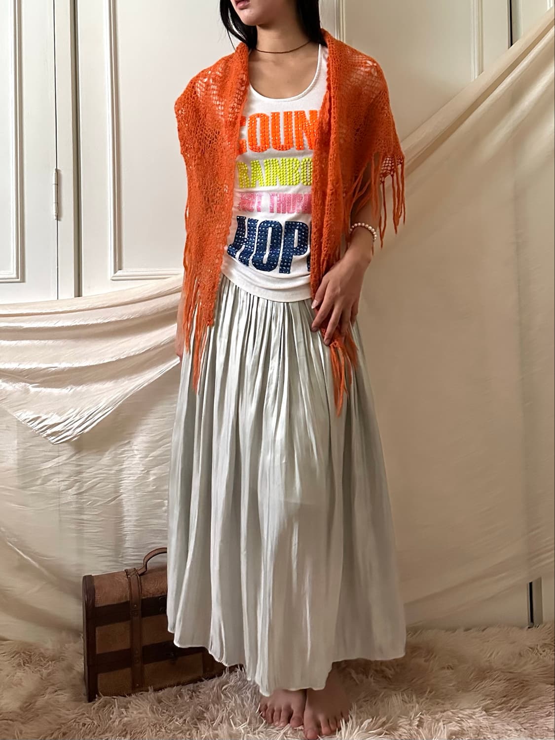 Orange Sunburn Fringe Scarf 상품이미지6