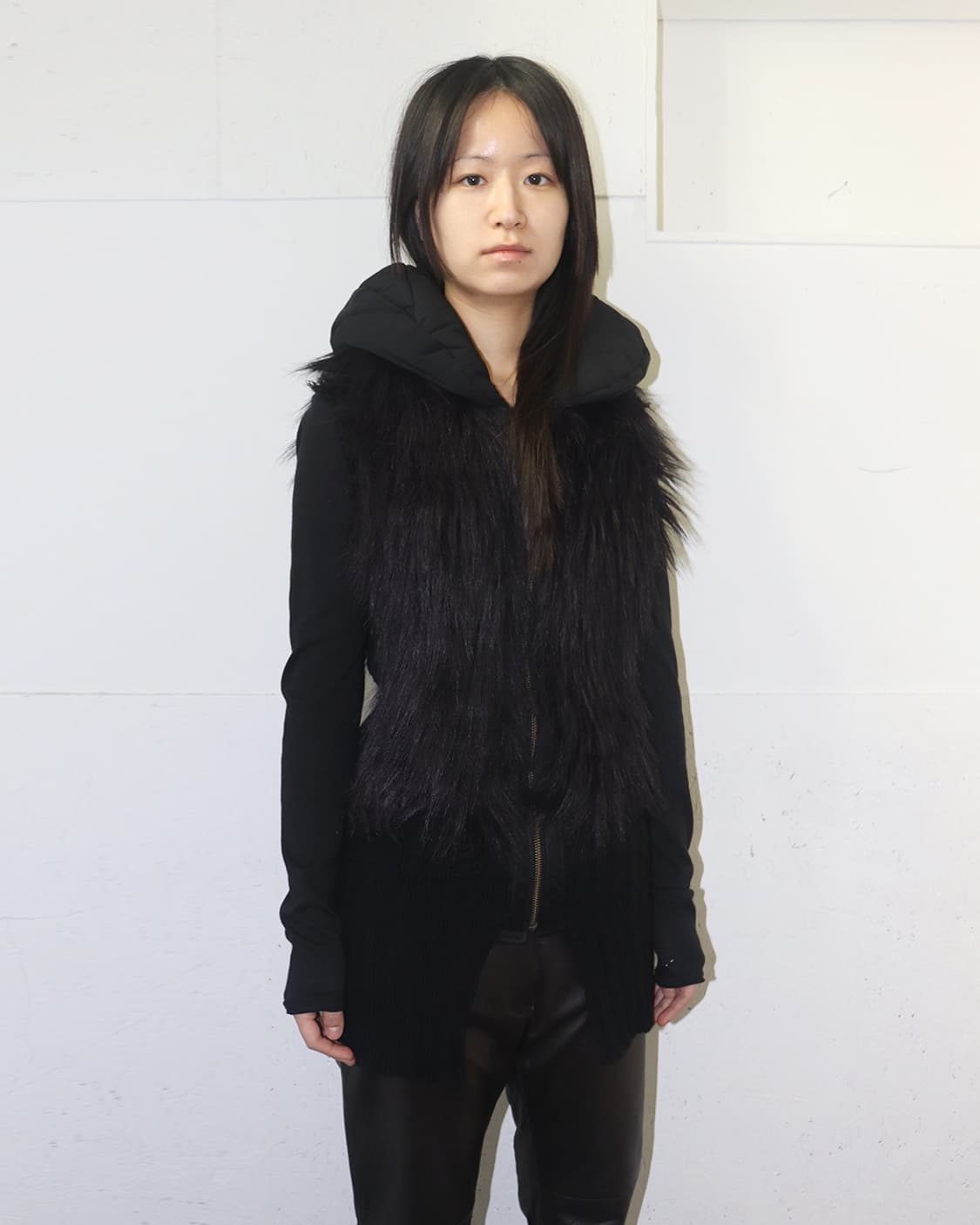 앨리스 아우아 패디드 카라 퍼 베스트 상품이미지1