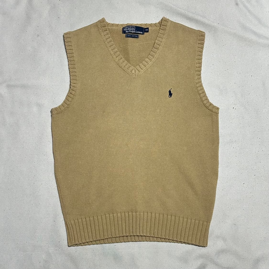 90 폴로랄프로렌 베이지 브이넥 니트 베스트 상품이미지2