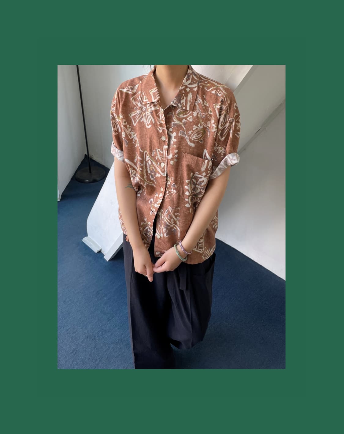 Rayon linen open collar H/S sh 상품이미지1