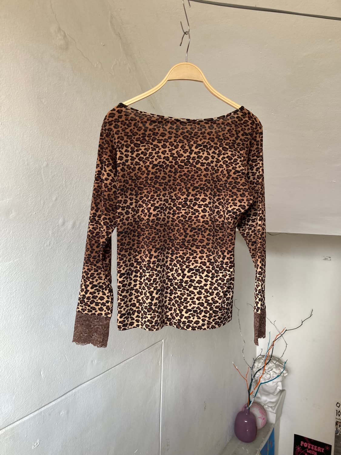 호피 스퀘어넥 레이스 베이직 탑 상품이미지5