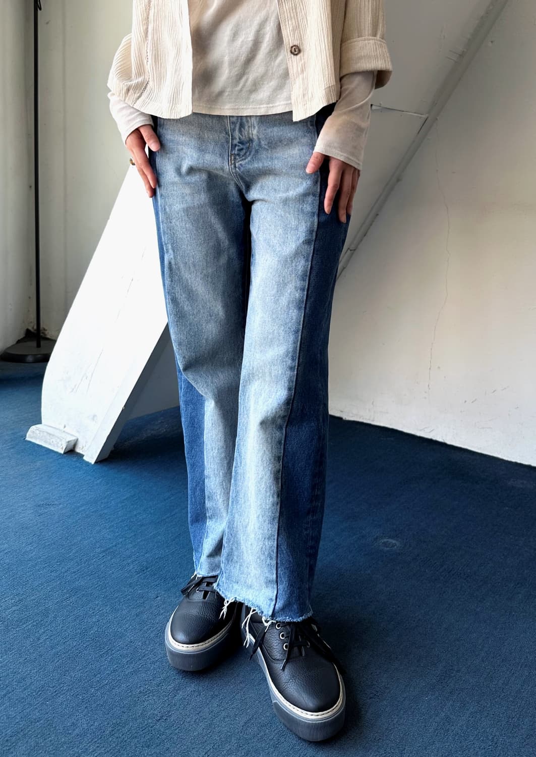 Rework design denim straight pants 상품이미지4