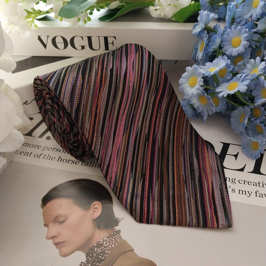 미쏘니 실크 텍스처드 스트라이프 넥타이 8.7cm A+등급 K1559
 상품이미지2