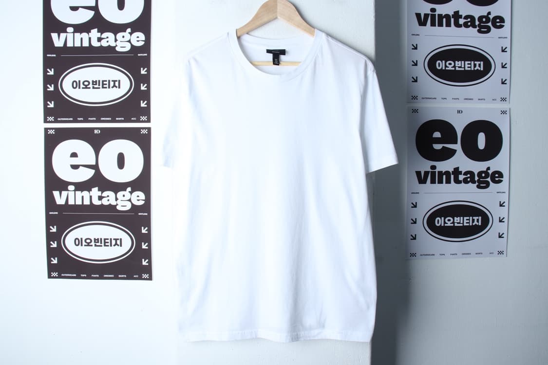 (XL) 에이치앤엠 반팔 티셔츠 화이트 무지 기본-H32305 상품이미지2