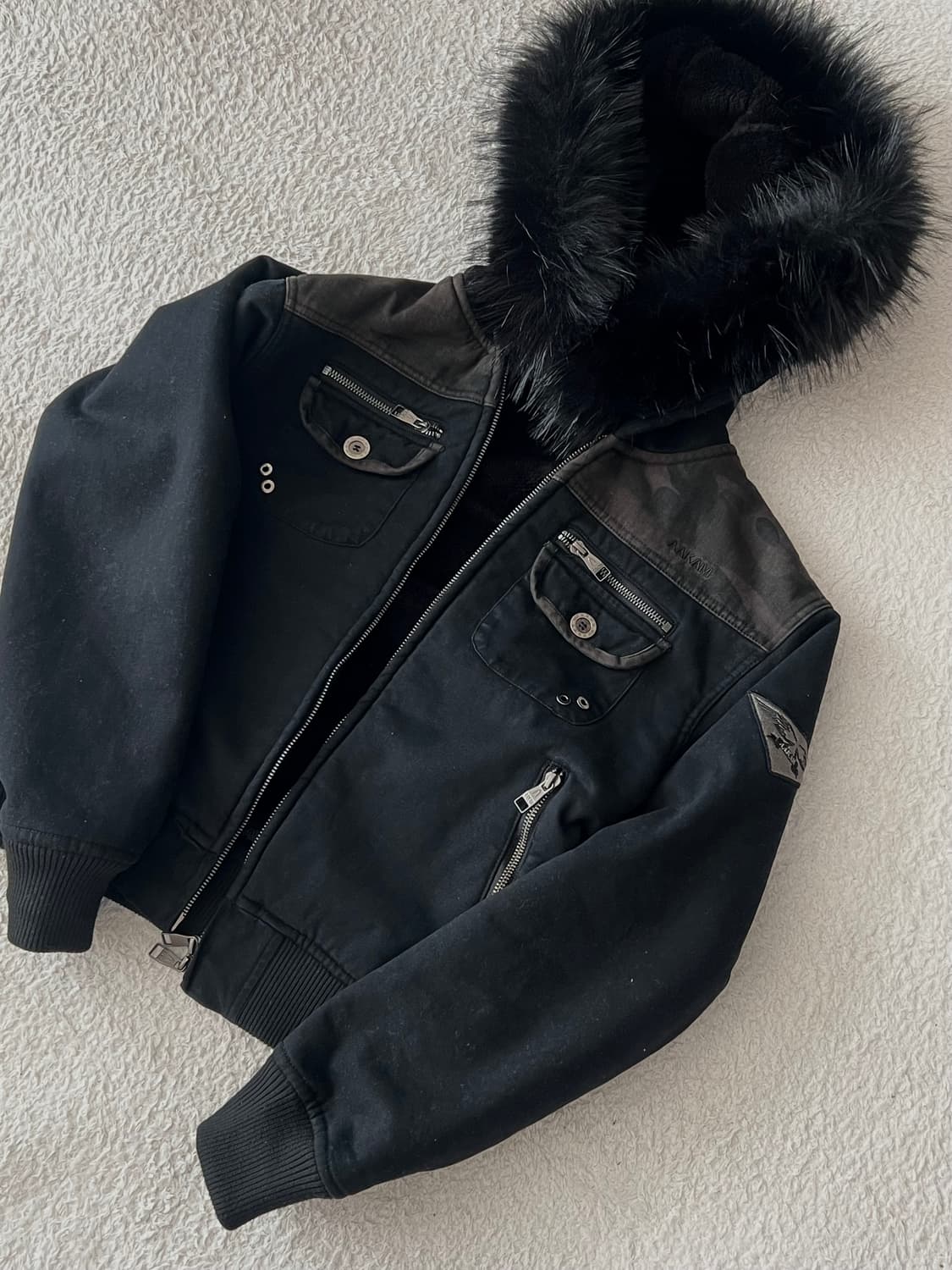 아캄 퍼 카모 자켓 1사이즈 Fur Camo Contrast Jacket 상품이미지1