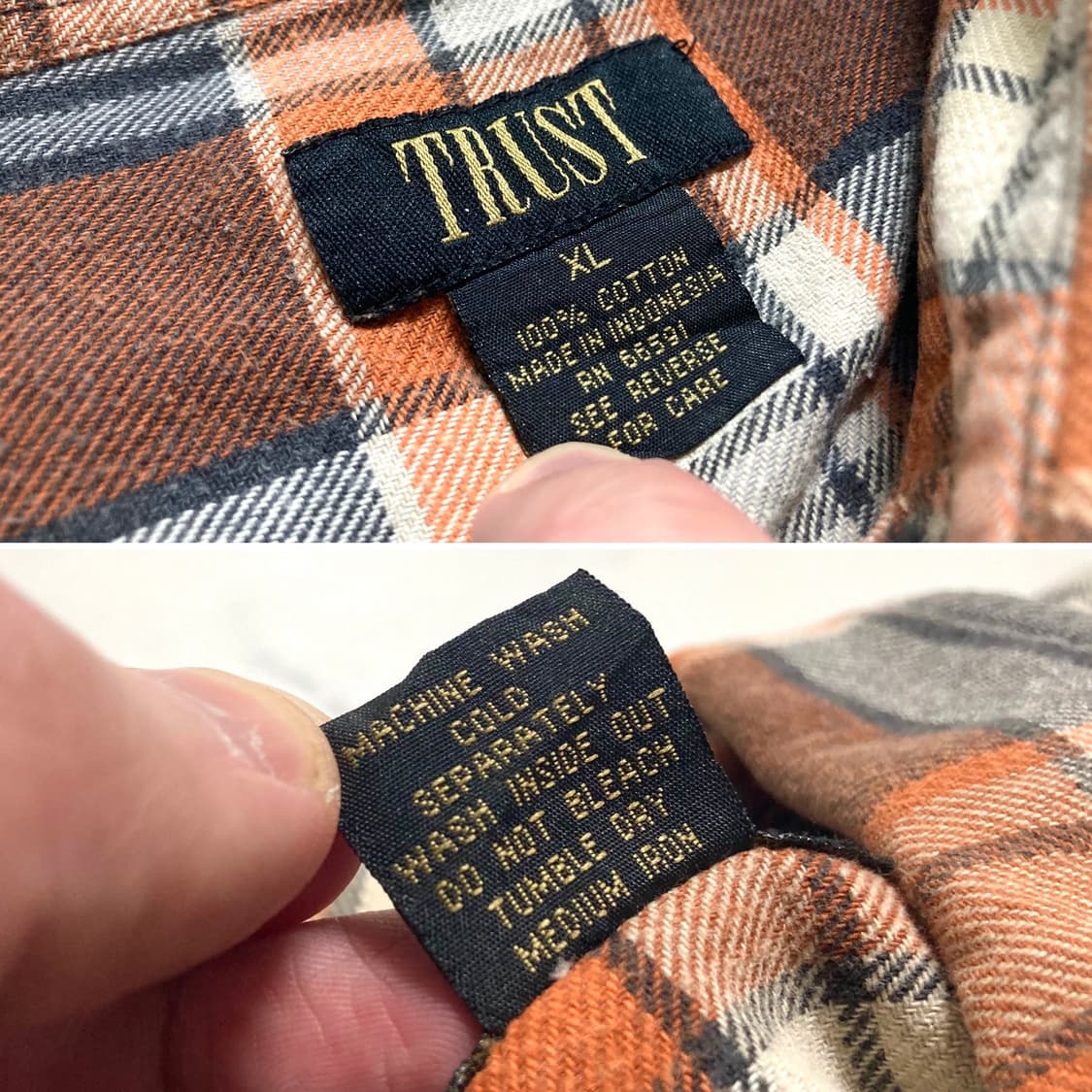 90s 트러스트 오버핏 플란넬 체크 남방 셔츠 105-110 상품이미지3