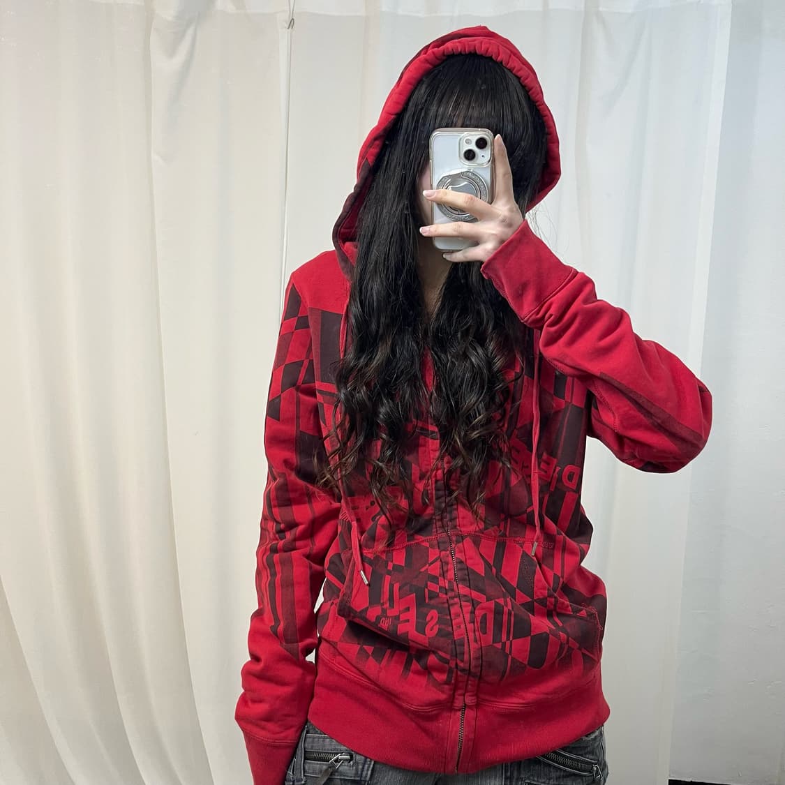 Diesel Red Lettering Zip Hoodie 상품이미지2