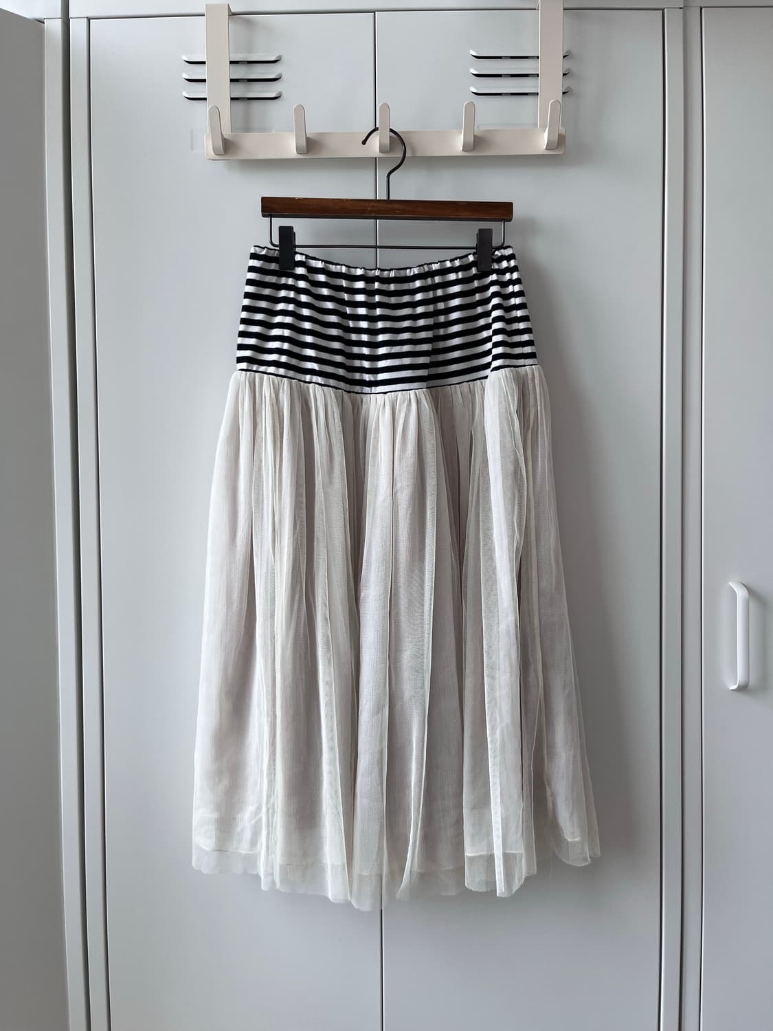 Vintage 줄무늬 레이어드 샤 스커트 플리츠 상품이미지3