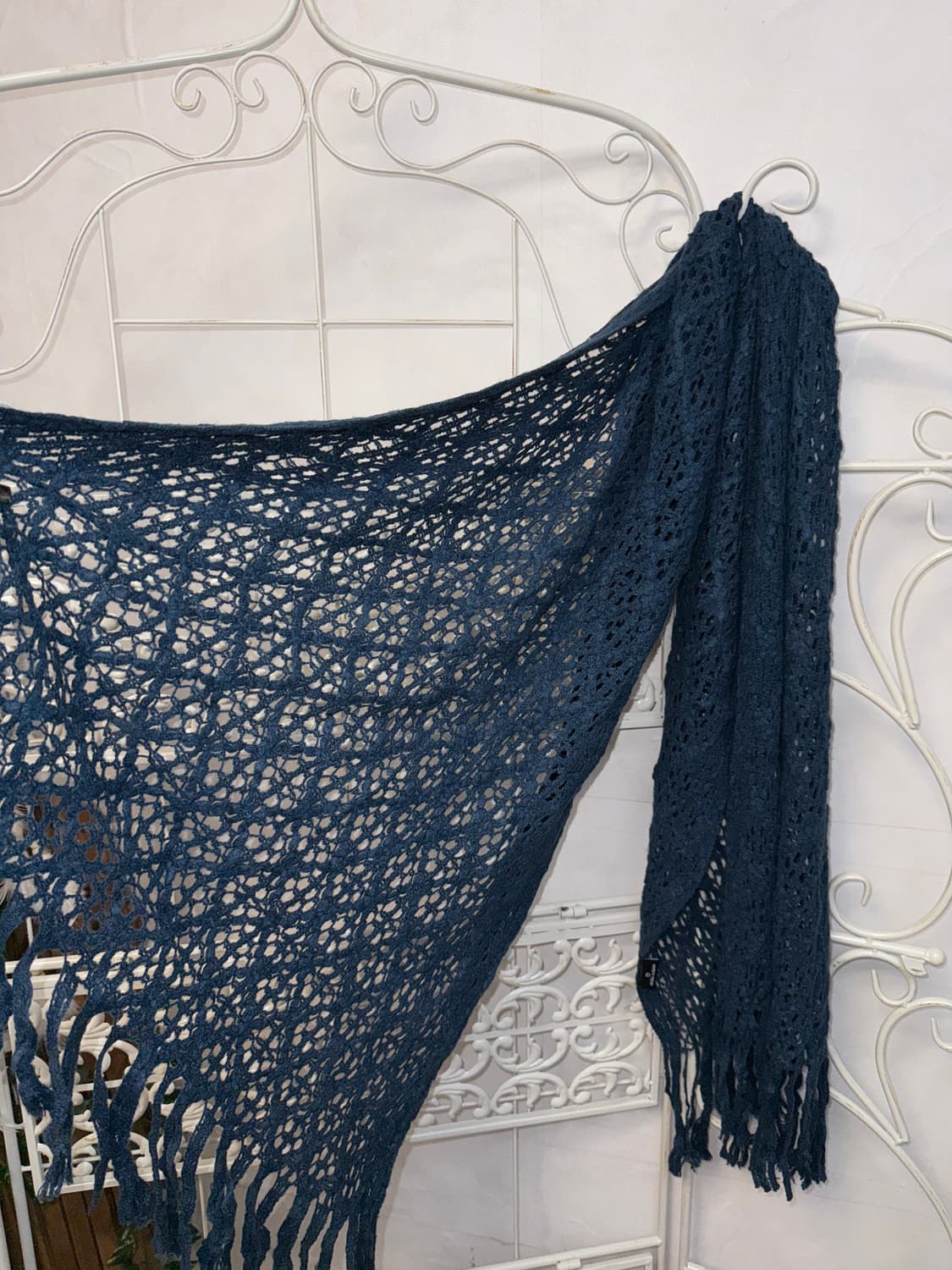 Mila Schön navy grunge net knit muffler 상품이미지2