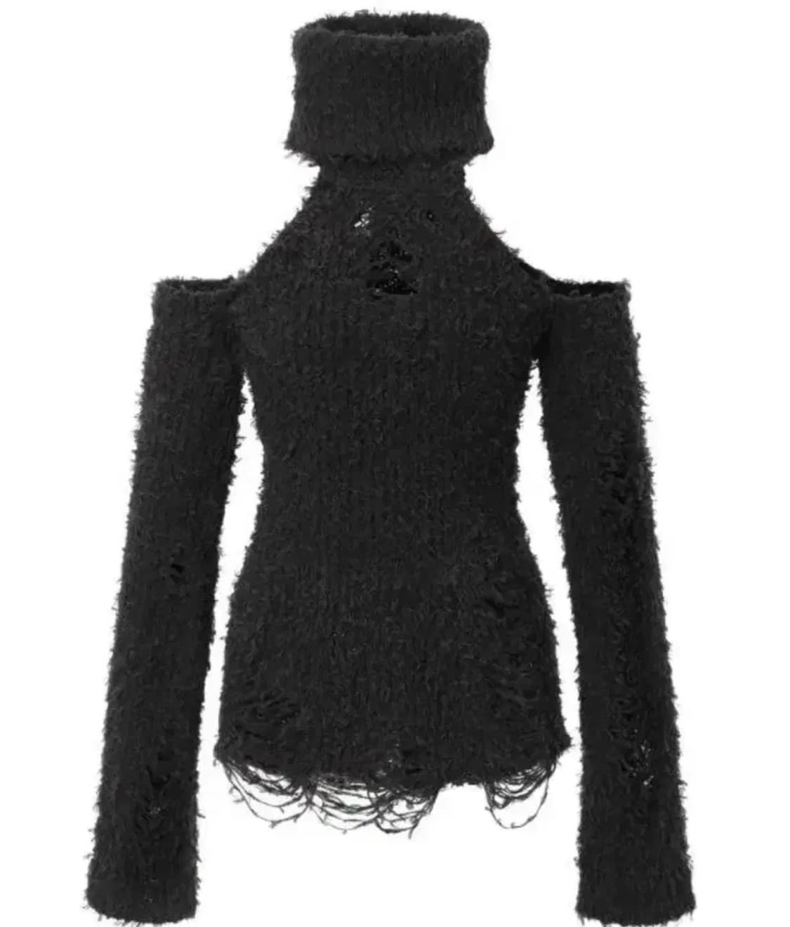 쓰리타임즈 데미지 터틀넥 니트 상품이미지2