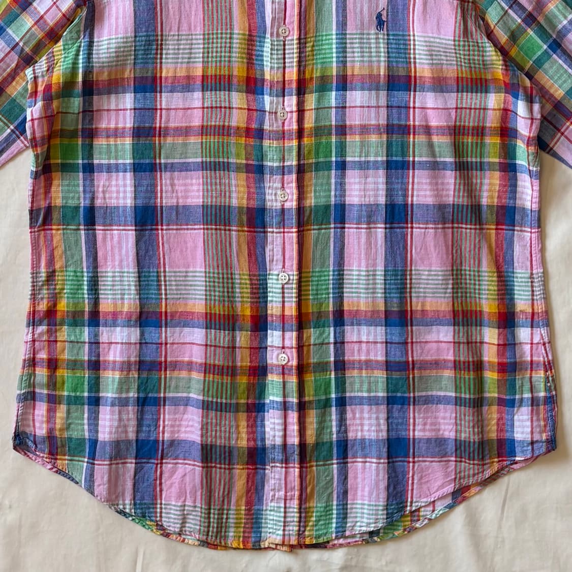 [L/102-105] 폴로 랄프로렌 Linen 체크 커스텀 핏 셔츠 상품이미지5